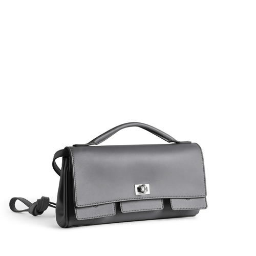 Balenciaga Womens Bel Air Clutch On Strap Small in Grey