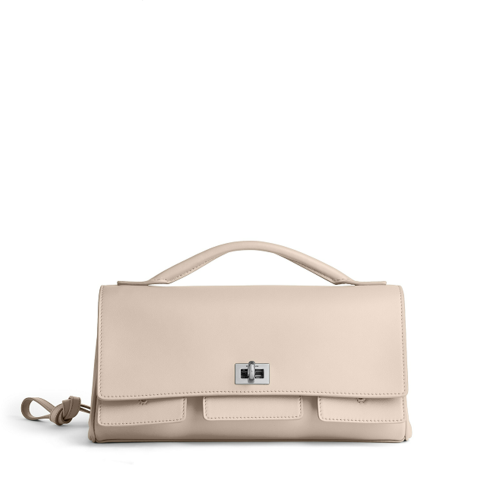 Balenciaga Womens Bel Air Clutch On Strap Small in Almond