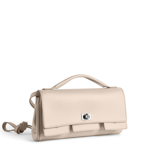 Balenciaga Womens Bel Air Clutch On Strap Small in Almond