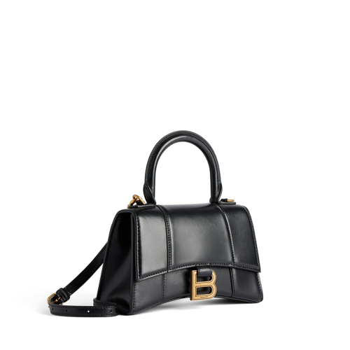 Balenciaga Womens Hourglass Handbag Xs in Black