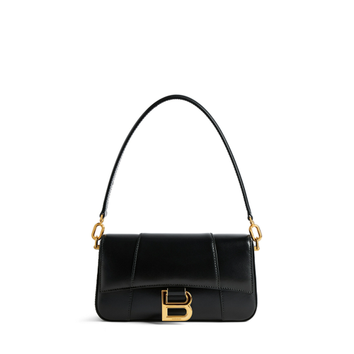 Balenciaga Womens Hourglass Sling Bag Small in Black