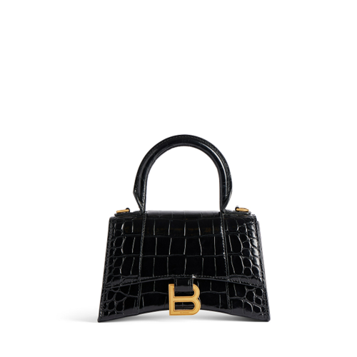 Balenciaga Womens Hourglass Handbag Xs in Black