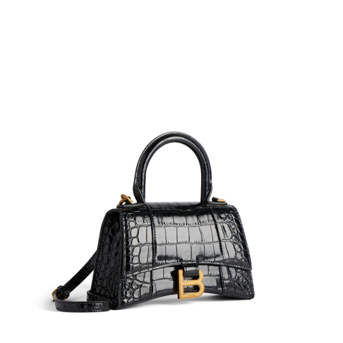 Balenciaga Womens Hourglass Handbag Xs in Black