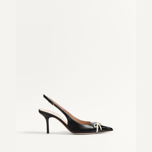 VALENTINO Garavani Bepointy patent leather and kidskin slingback pump