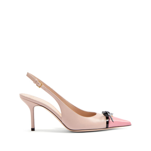 VALENTINO Garavani Bepointy patent leather and kidskin slingback pump