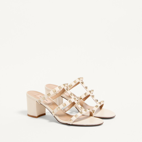 VALENTINO Garavani Rockstud Calfskin Leather Slide Sandal 60 Mm