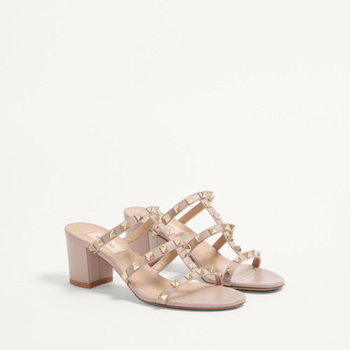 VALENTINO Garavani Rockstud Calfskin Leather Slide Sandal 60 Mm