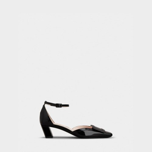 Roger Vivier Belle Vivier Ankle Strap Lacquered Buckle Pumps in Patent Leather