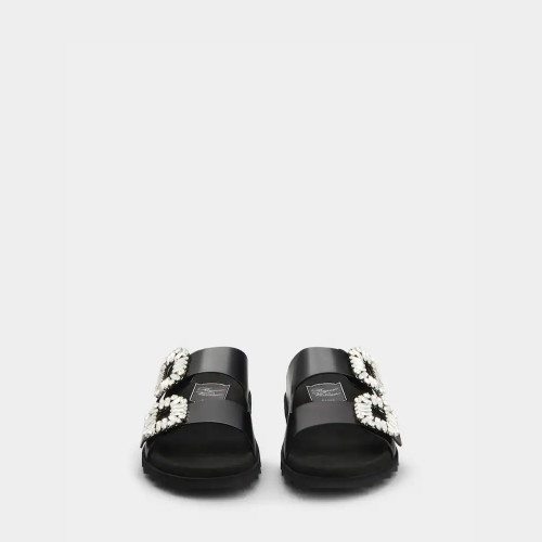 Roger Vivier Slidy Viv Mules in leather