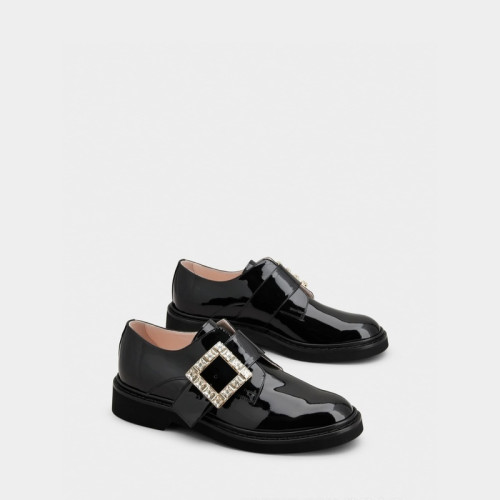 Roger Vivier Viv Rangers diamond buckle fabric monk shoes
