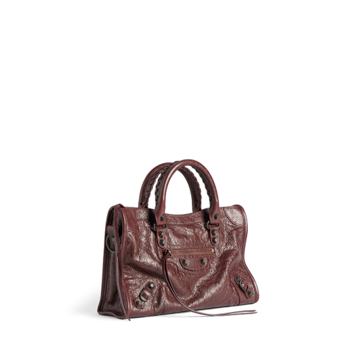 Balenciaga Womens Le City Bag Small in Dark Burgundy