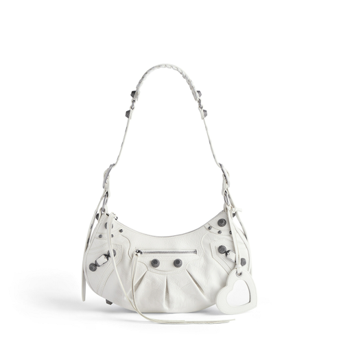Balenciaga Womens Le Cagole Shoulder Bag Small in White