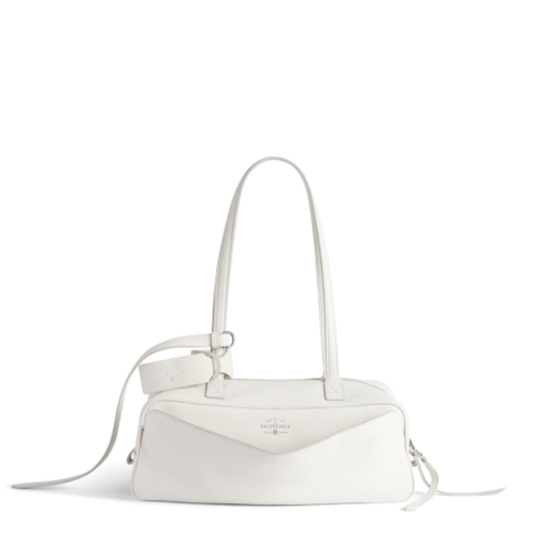 Balenciaga Womens Carrie Bowling Bag Small in White