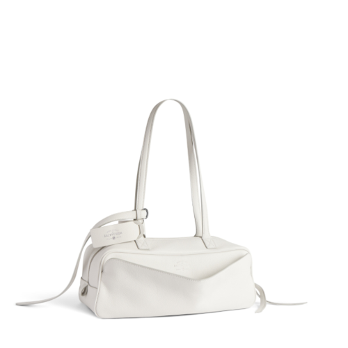Balenciaga Womens Carrie Bowling Bag Small in White