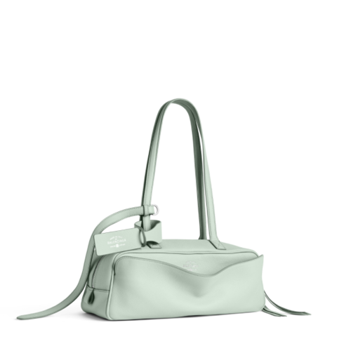 Balenciaga Womens Carrie Bowling Bag Small in Mineral Green