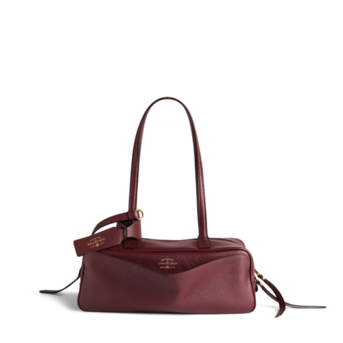 Balenciaga Womens Carrie Bowling Bag Small in Dark Burgundy