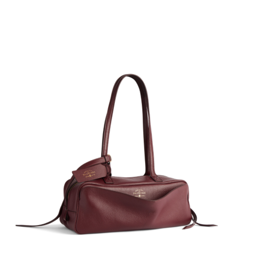 Balenciaga Womens Carrie Bowling Bag Small in Dark Burgundy
