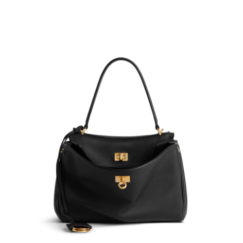 Balenciaga Womens Rodeo Handbag Small Grained Calfskin in Black