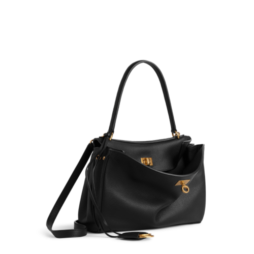 Balenciaga Womens Rodeo Handbag Small Grained Calfskin in Black