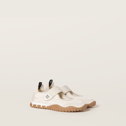 Miu Miu Tyre technical fabric and suede ballerinas