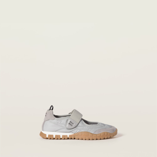Miu Miu Tyre technical fabric and suede ballerinas