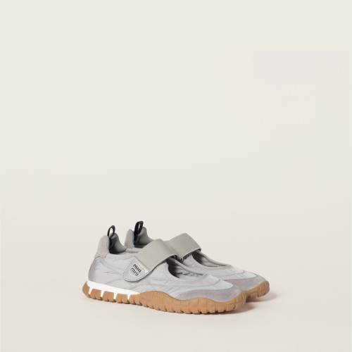 Miu Miu Tyre technical fabric and suede ballerinas