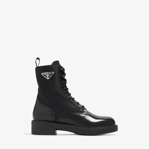 Prada Brushed-leather and Re-Nylon boots