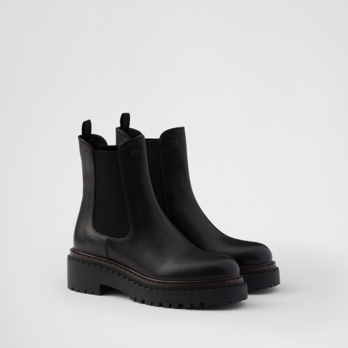 Prada Double Chocolate leather Chelsea boots