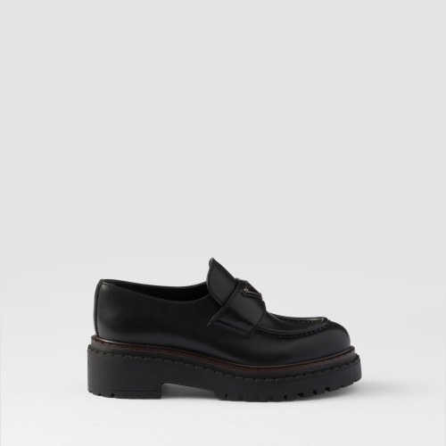 Prada Double Chocolate leather loafers