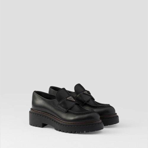 Prada Double Chocolate leather loafers
