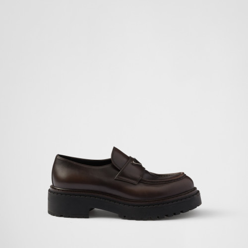 Prada Double Chocolate leather loafers