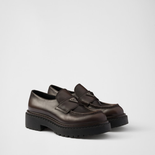 Prada Double Chocolate leather loafers