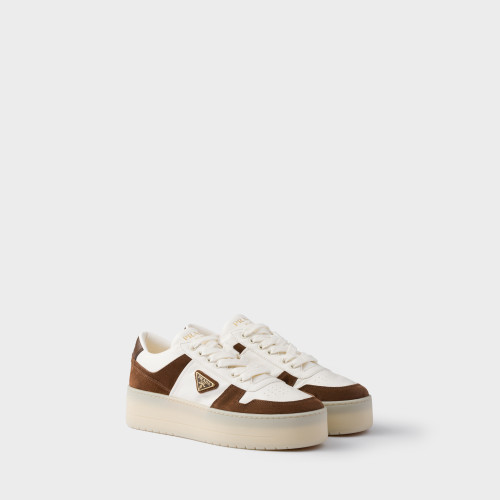 Prada Downtown Bold Nappa Leather and Suede Sneakers