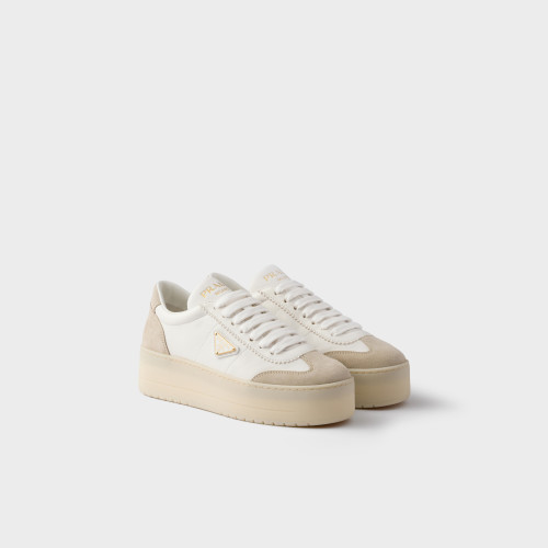 Prada Downtown Bold nappa leather and suede sneakers