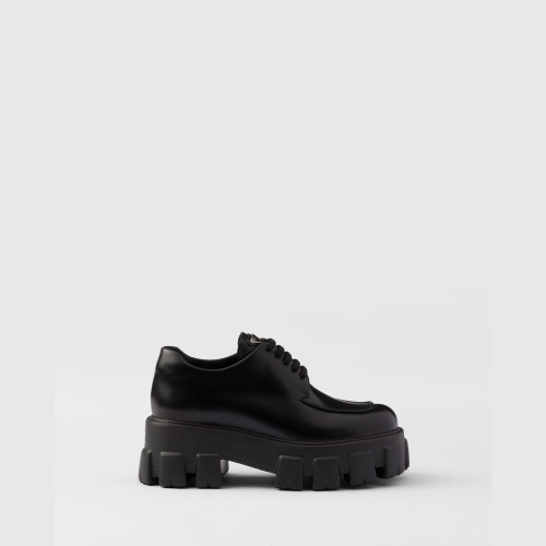 Prada Monolith brushed leather lace-up shoes