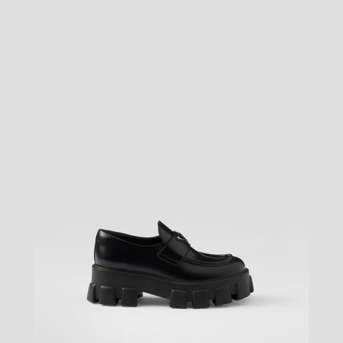 Prada Monolith brushed leather loafers