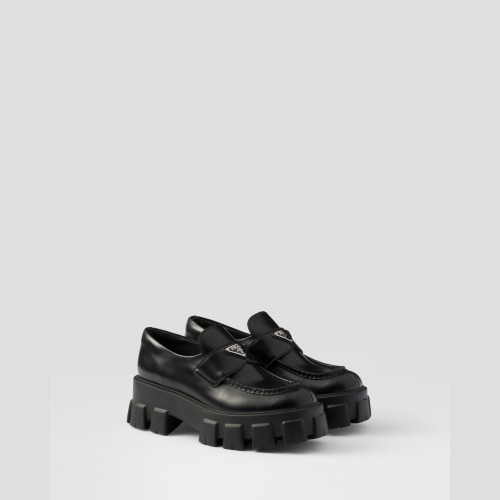Prada Monolith brushed leather loafers