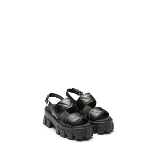 Prada Monolith Leather Platform Sandals