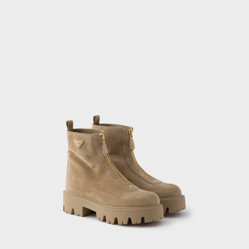 Prada Suede booties with zip