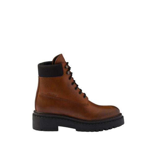 Prada Womens Brown Leather And Re-Nylon Booties