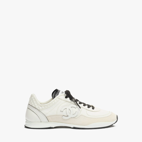 Chanel Sneakers Calfskin Velvet Calfskin & White Black