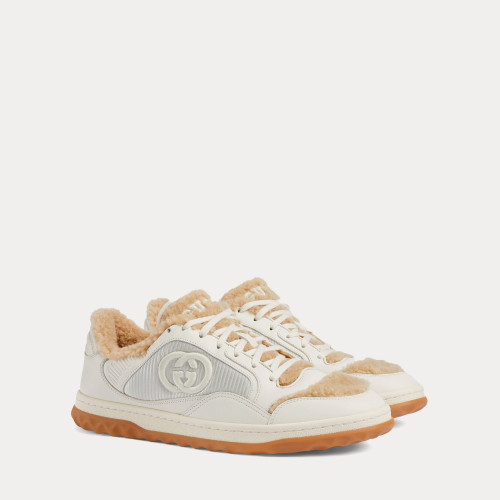 Gucci Mac80 Leather & Merino Wool Off White / Beige Low Top Sneakers