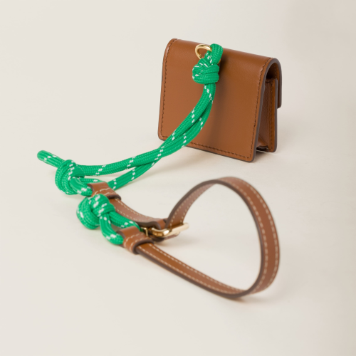 Miu Miu Leather cord and metal trick with mini-pouch