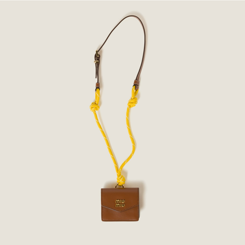 Miu Miu Leather cord and metal trick with mini-pouch