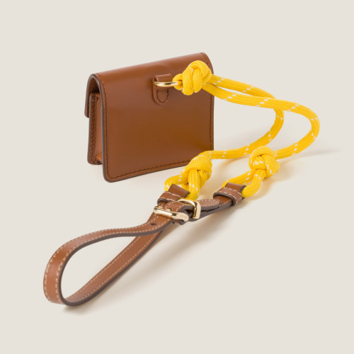 Miu Miu Leather cord and metal trick with mini-pouch