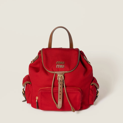 Miu Miu Canvas and leather backpack