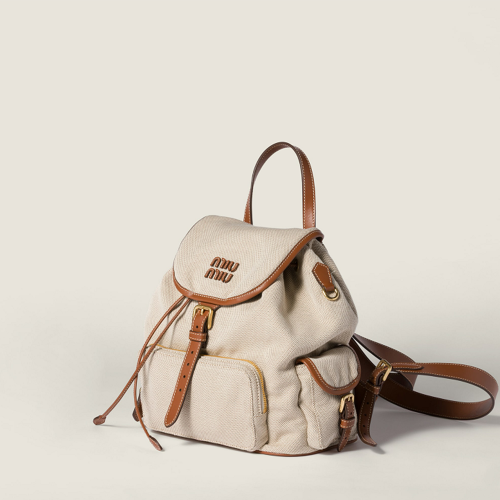Miu Miu Canvas and leather backpack