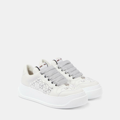 Gucci Screener Gg Embellished Leather Sneakers