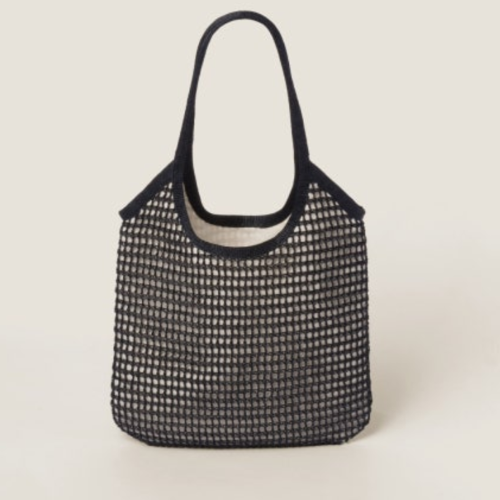 Miu Miu IVY raffia-effect and linen bag