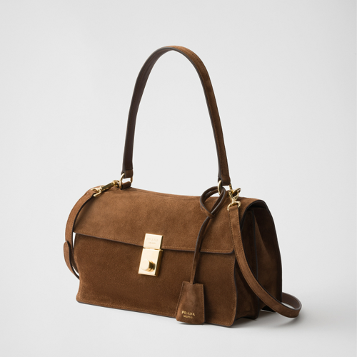 Prada Soft Sound Medium Suede Shoulder Bag